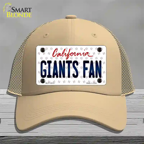 Giants Fan California Novelty License Plate Hat Mesh / Khaki