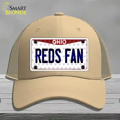 Reds Fan Ohio Novelty License Plate Hat Mesh / Khaki