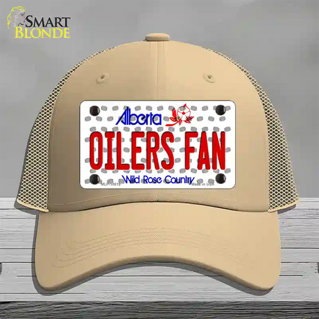 Oilers Fan Alberta Novelty License Plate Hat Mesh / Khaki