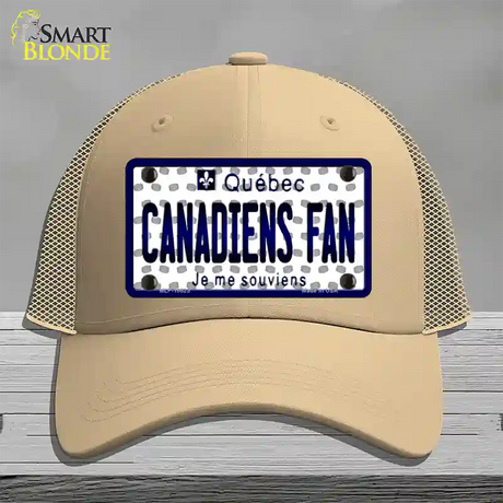 Canadiens Fan Quebec Novelty License Plate Hat Mesh / Khaki