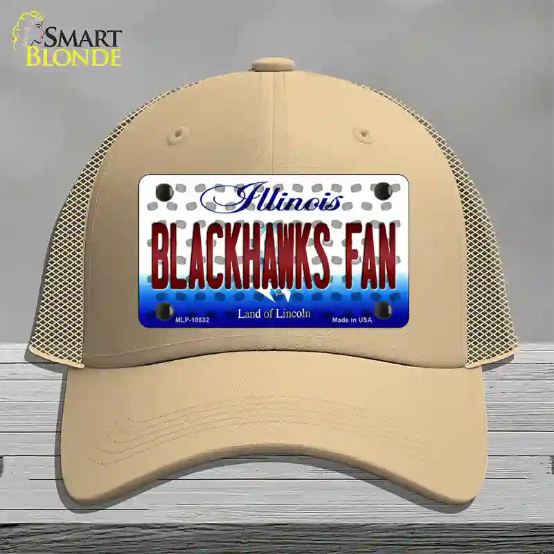 Blackhawks Fan Illinois Novelty License Plate Hat Mesh / Khaki