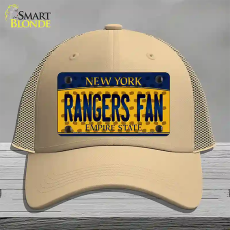 Rangers Fan New York Novelty License Plate Hat Mesh / Khaki