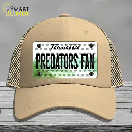 Predators Fan Tennessee Novelty License Plate Hat Mesh / Khaki