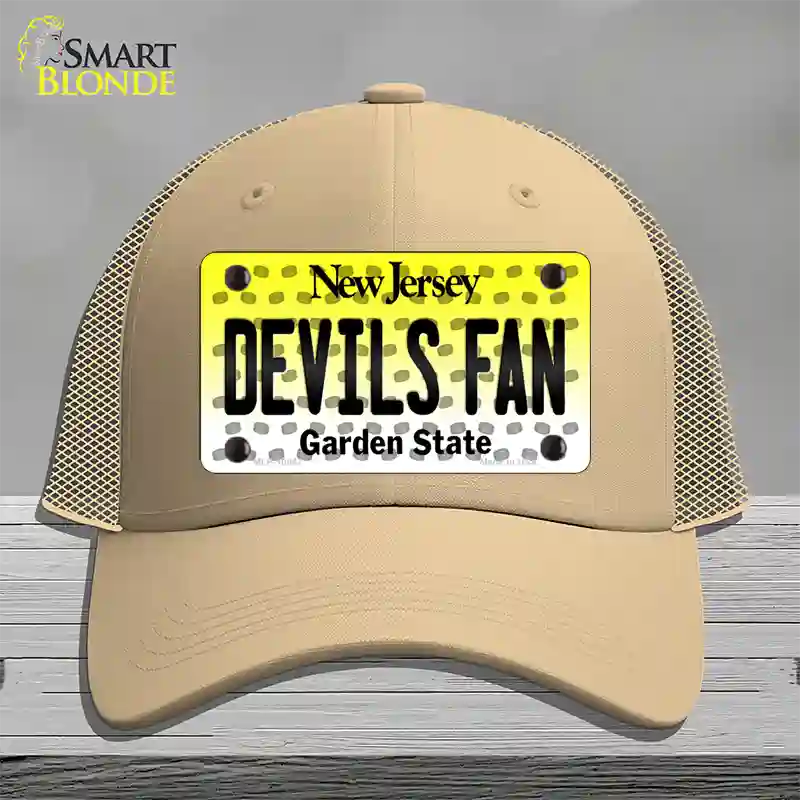 Devils Fan New Jersey Novelty License Plate Hat Mesh / Khaki