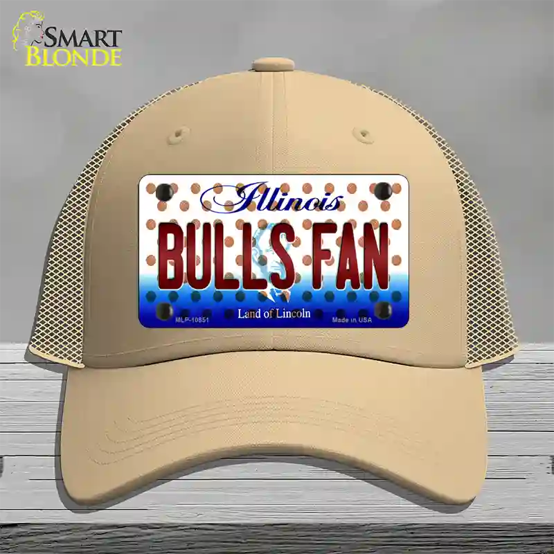 Bulls Fan Illinois Novelty License Plate Hat Mesh / Khaki