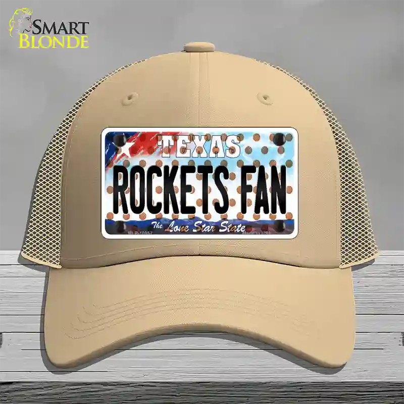 Rockets Fan Texas Novelty License Plate Hat Mesh / Khaki