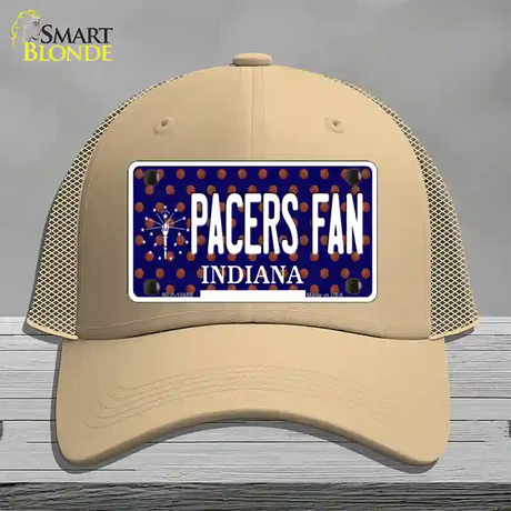 Pacers Fan Indiana Novelty License Plate Hat Mesh / Khaki