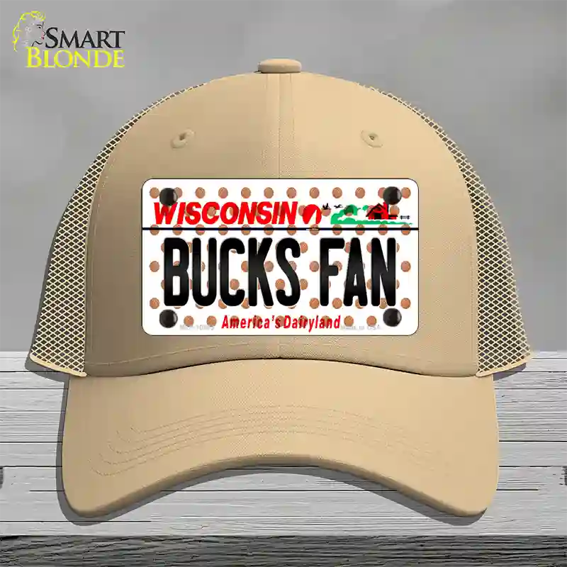 Bucks Fan Wisconsin Novelty License Plate Hat Mesh / Khaki