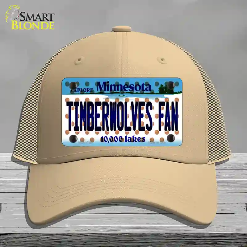 Timberwolves Fan Minnesota Novelty License Plate Hat Mesh / Khaki