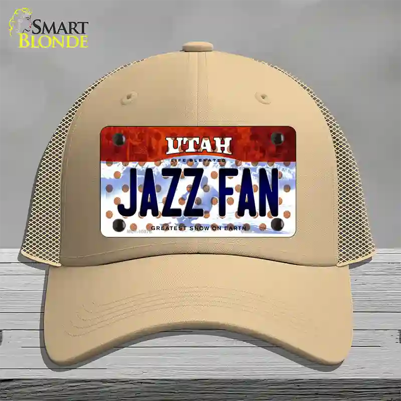 Jazz Fan Utah Novelty License Plate Hat Mesh / Khaki