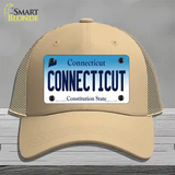 Connecticut State Novelty License Plate Hat Mesh / Khaki