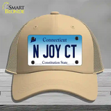 N Joy CT Connecticut Novelty License Plate Hat Mesh / Khaki