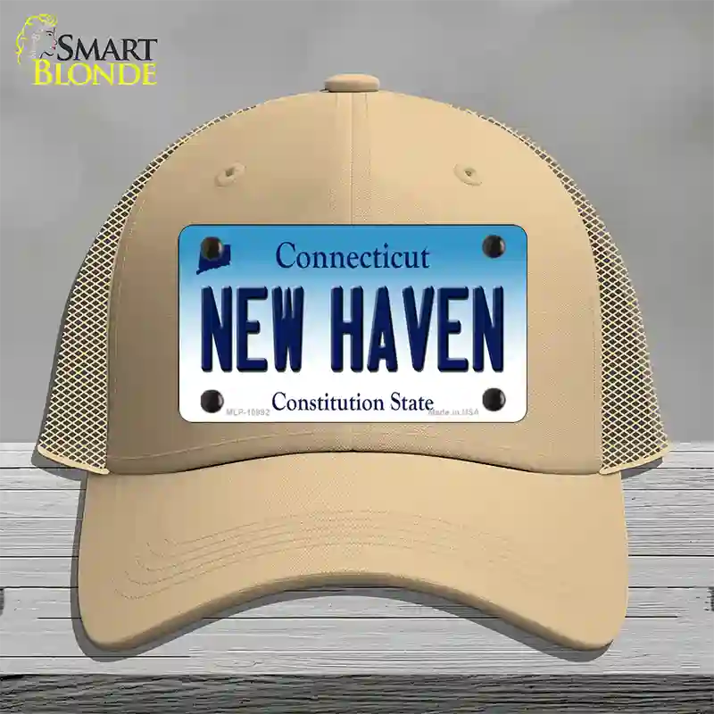 New Haven Connecticut Novelty License Plate Hat Mesh / Khaki