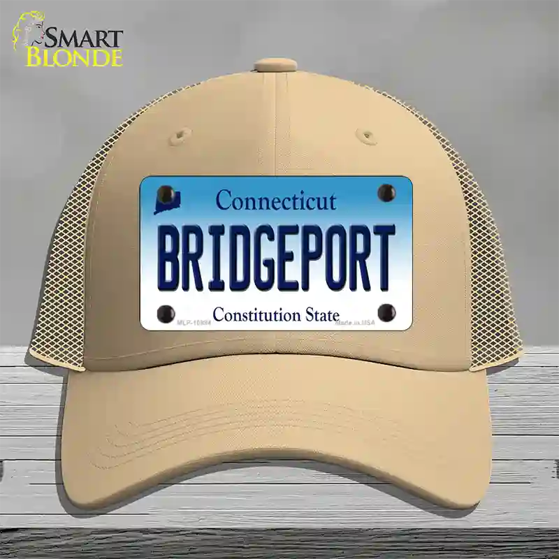 Bridgeport Connecticut Novelty License Plate Hat Mesh / Khaki