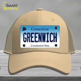 Greenwich Connecticut Novelty License Plate Hat Mesh / Khaki