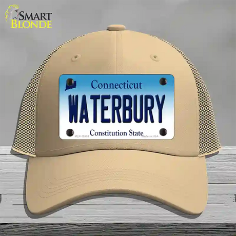 Waterbury Connecticut Novelty License Plate Hat Mesh / Khaki