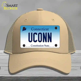 UConn Connecticut Novelty License Plate Hat Mesh / Khaki