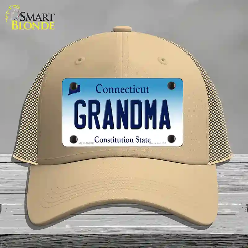 Grandma Connecticut Novelty License Plate Hat Mesh / Khaki