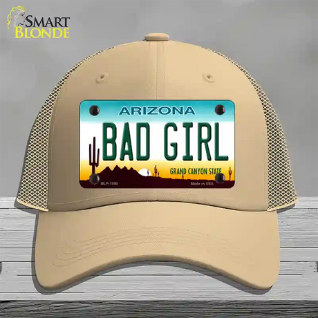 Bad Girl Arizona Novelty License Plate Hat Mesh / Khaki