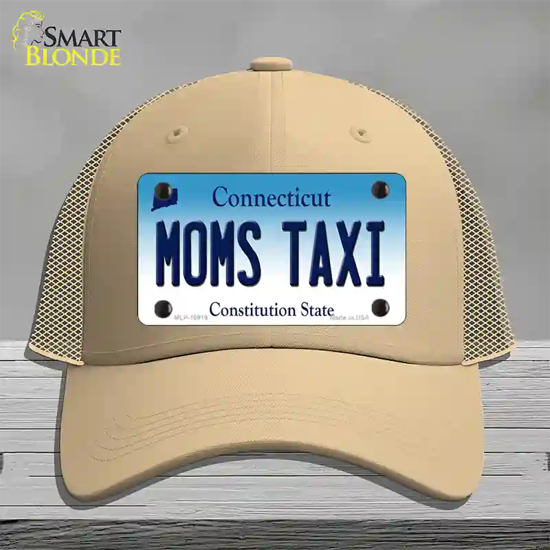 Moms Taxi Connecticut Novelty License Plate Hat Mesh / Khaki