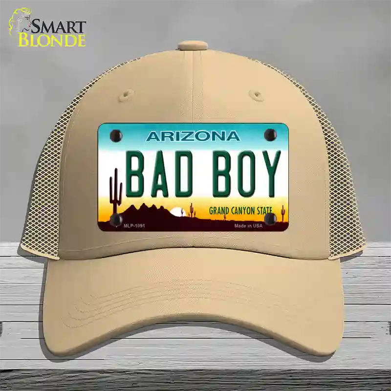 Arizona Bad Boy Novelty License Plate Hat Mesh / Khaki