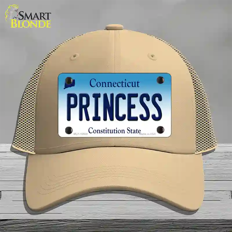 Princess Connecticut Novelty License Plate Hat Mesh / Khaki