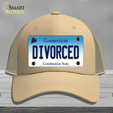 Divorced Connecticut Novelty License Plate Hat Mesh / Khaki