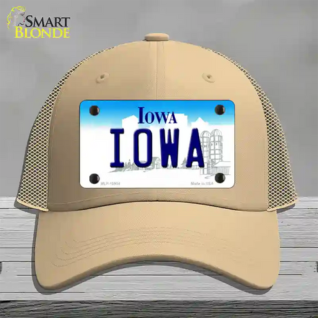 Iowa State Novelty License Plate Hat Mesh / Khaki