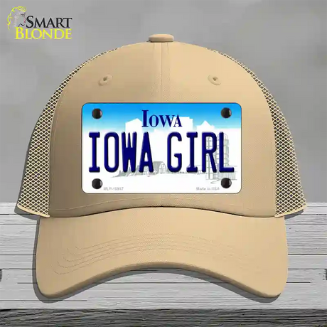 Iowa Girl Iowa Novelty License Plate Hat Mesh / Khaki