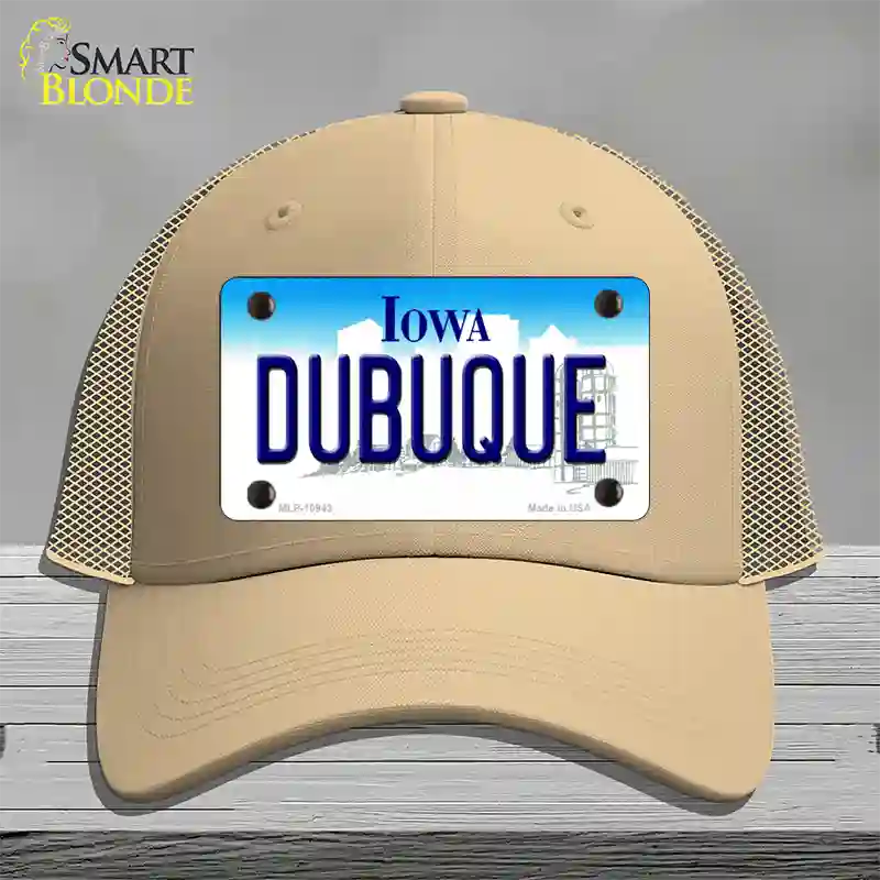 Dubuque Iowa Novelty License Plate Hat Mesh / Khaki