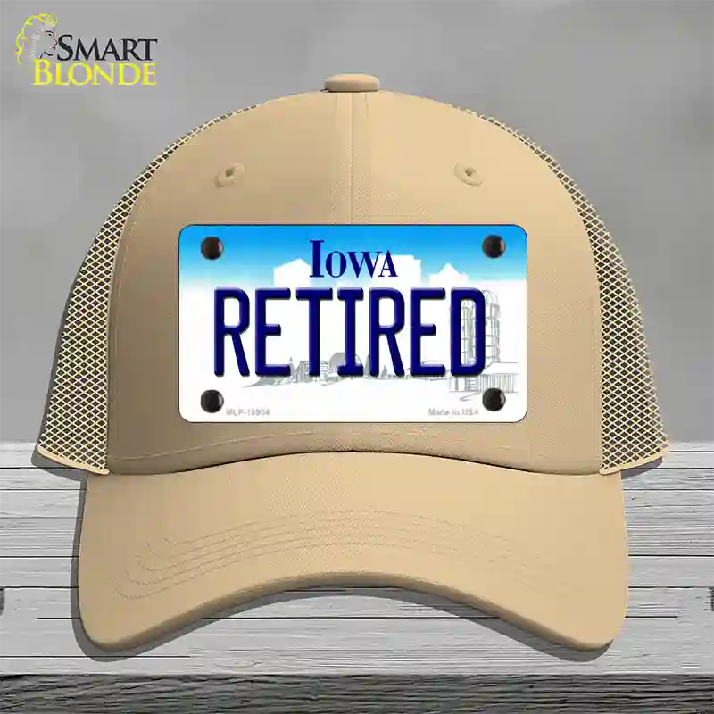 Retired Iowa Novelty License Plate Hat Mesh / Khaki