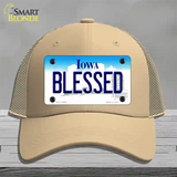 Blessed Iowa Novelty License Plate Hat Mesh / Khaki