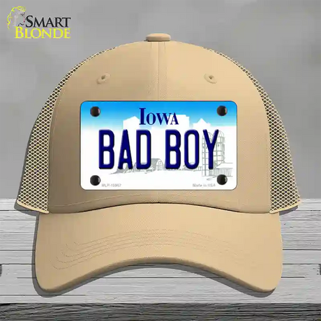 Bad Boy Iowa Novelty License Plate Hat Mesh / Khaki