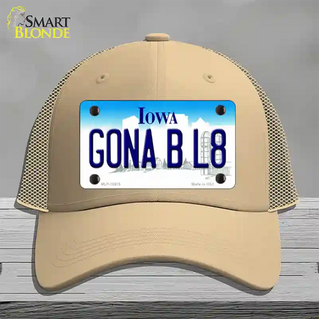 Gona B L8 Iowa Novelty License Plate Hat Mesh / Khaki