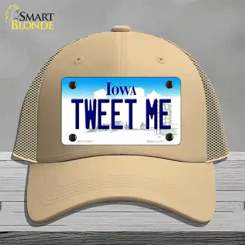 Tweet Me Iowa Novelty License Plate Hat Mesh / Khaki