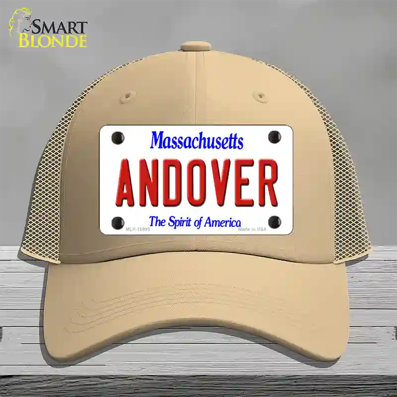 Andover Massachusetts Novelty License Plate Hat Mesh / Khaki