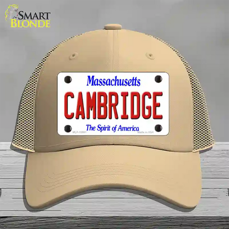 Cambridge Massachusetts Novelty License Plate Hat Mesh / Khaki