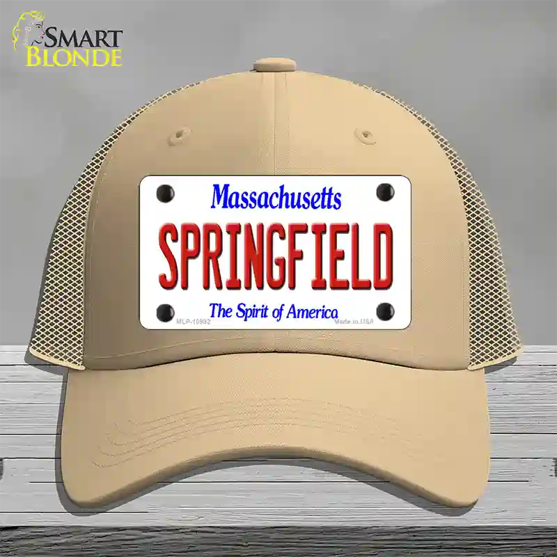 Springfield Massachusetts Novelty License Plate Hat Mesh / Khaki