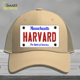 Harvard Massachusetts Novelty License Plate Hat Mesh / Khaki