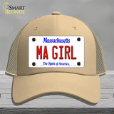 MA Girl Massachusetts Novelty License Plate Hat Mesh / Khaki