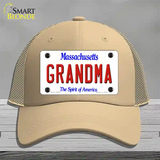 Grandma Massachusetts Novelty License Plate Hat Mesh / Khaki