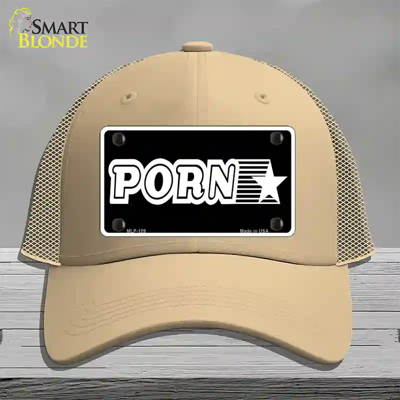 Porn Star Novelty License Plate Hat Mesh / Khaki