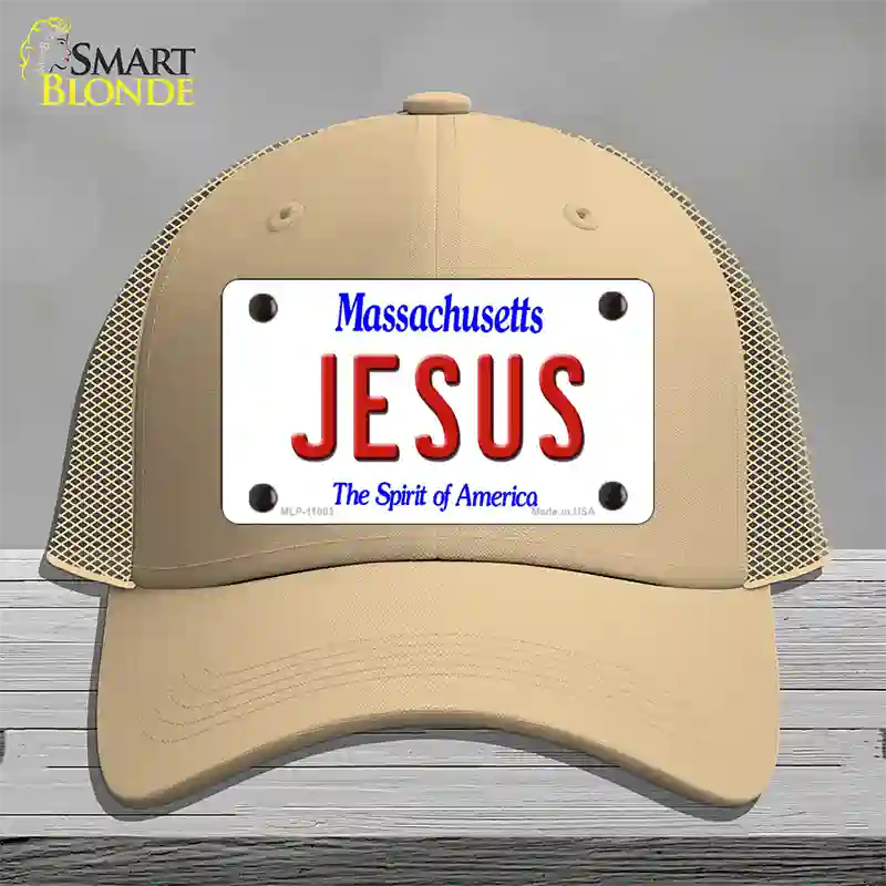 Jesus Massachusetts Novelty License Plate Hat Mesh / Khaki