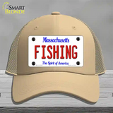 Fishing Massachusetts Novelty License Plate Hat Mesh / Khaki