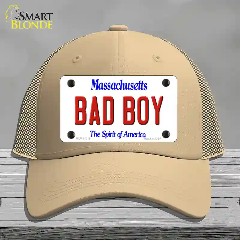 Bad Boy Massachusetts Novelty License Plate Hat Mesh / Khaki