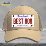 Best Mom Massachusetts Novelty License Plate Hat Mesh / Khaki