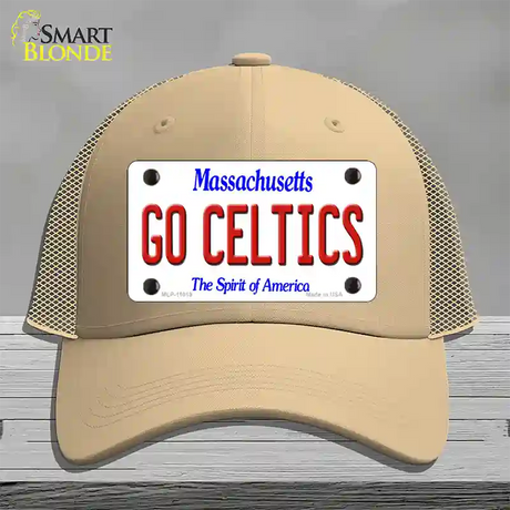 Go Celtics Massachusetts Novelty License Plate Hat Mesh / Khaki