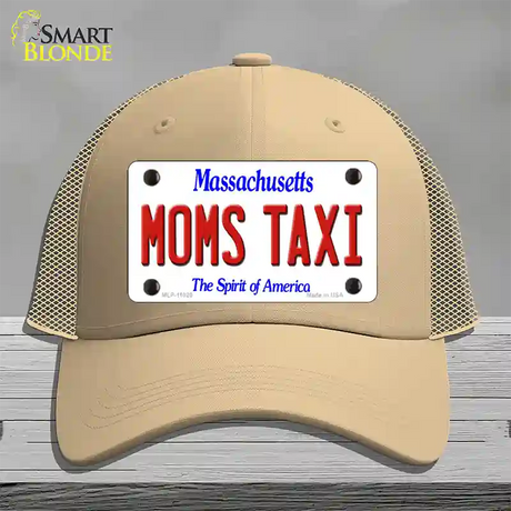 Moms Taxi Massachusetts Novelty License Plate Hat Mesh / Khaki