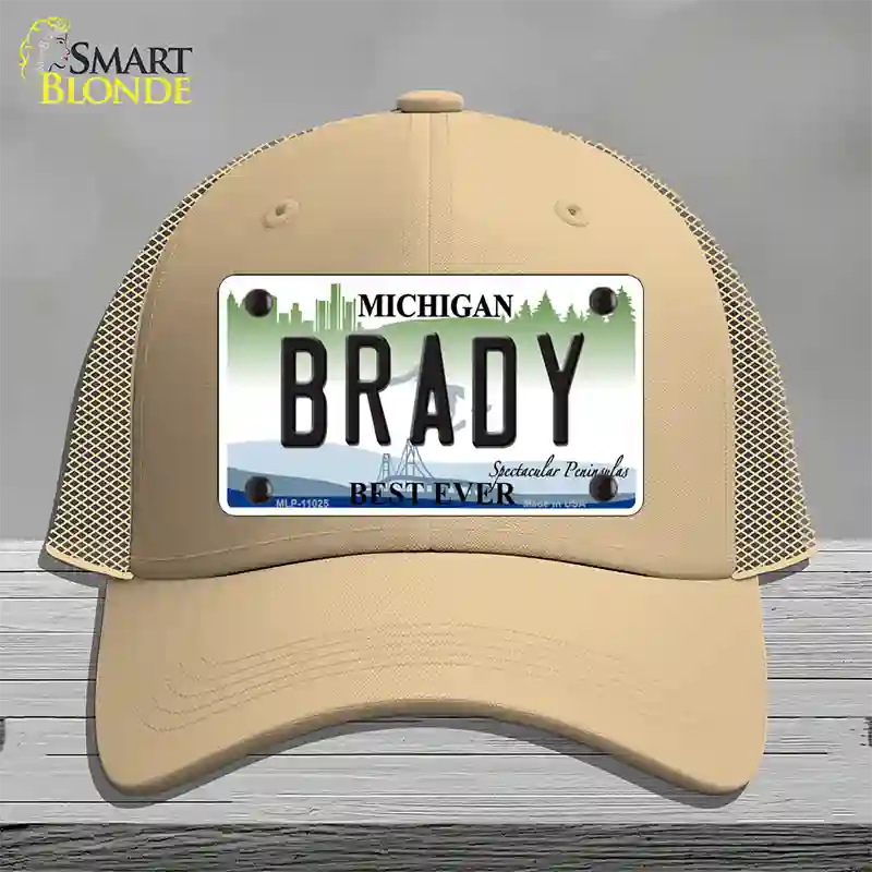 Brady Michigan Novelty License Plate Hat Mesh / Khaki