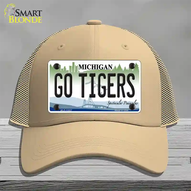 Go Tigers Michigan Novelty License Plate Hat Mesh / Khaki